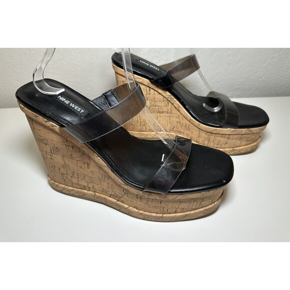 Nine West Women's Rapps High Platform Wedge Sandal Smoke Black SIZE 9‎ - Picture 3 of 6